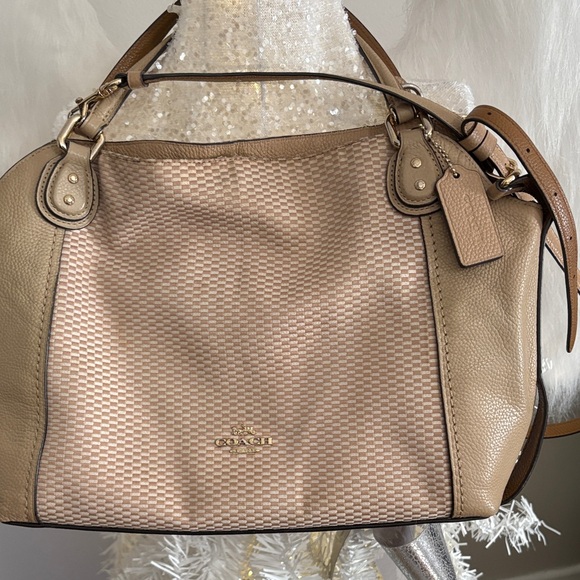 Coach Handbags - Coach Checkered Beige and Tan Shoulder Bag